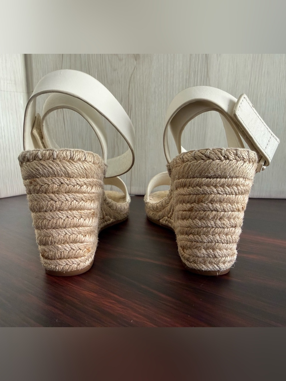 Tory Burch Ivory Bima Ankle Strap Wedge Espadrille Women’s 5.5 Very Good Cond. - Picture 5 of 10